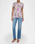 Ressi Fitted Crew Tee Grandfloral Rose Light Purple Tops - Tees L'Agence