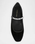 Ellie Velvet Crystal-Strap Flats Black Flats - Ballet Veronica Beard - Shoes