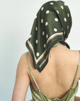 Retro Polka Dot Silk Bandana Scarf Matcha Scarves Lost Pattern NYC
