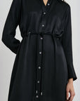 Anina Satin Shirtdress Black Dresses - Midi Rails