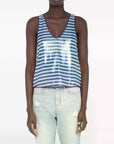 Tarys Sequin Stripe Top Sky Blue Tops - Tanks Zadig & Voltaire