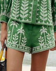 Cross Stitch Embroidery Shorts Green Shorts Farm Rio