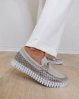 Tulip Metallic Loafer Silver Flats - Loafer Ilse Jacobsen