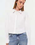 Renata Cropped Button Down Shirt White Tops - Button Down Simkhai