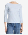 The Long Sleeve Boatneck Tee Powder Blue Multi Tops - Tees Frame