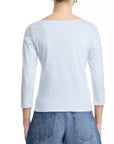 The Long Sleeve Boatneck Tee Powder Blue Multi Tops - Tees Frame