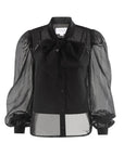 The Long Sleeve French Bow Shirt Black Tops - Button Down The Shirt
