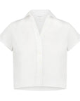 Boxy Short Sleeve Cropped Shirt White Tops - Button Down The Shirt