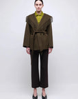 Rowen Fringe Belted Wool-Blend Jacket Alligator Outerwear - Longsleeve Simkhai
