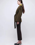 Rowen Fringe Belted Wool-Blend Jacket Alligator Outerwear - Longsleeve Simkhai