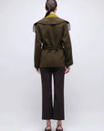 Rowen Fringe Belted Wool-Blend Jacket Alligator Outerwear - Longsleeve Simkhai