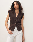 Isador Knit Vest Dark Mocha Sweater - Vest Veronica Beard