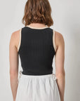 Contrast Trim Knit Tank Black Tops - Tanks Lilla P