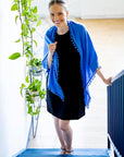 Pom Pom Triangle Wrap Cornflower Accessories - Scarves Alpine Cashmere