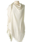 Pom Pom Triangle Wrap Ivory Accessories - Scarves Alpine Cashmere