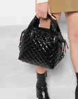 Sutton Deluxe Small Black Lacquer Handbags - Crossbody MZ Wallace