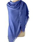 Pom Pom Triangle Wrap Cornflower Accessories - Scarves Alpine Cashmere