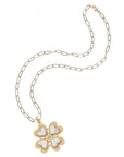 Lucky In Love Mother Of Pearl Clover 18" Drawn Link Jewelry - Necklaces Jane Win