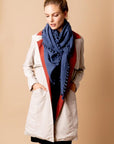 Pom Pom Triangle Wrap Denim Accessories - Scarves Alpine Cashmere