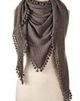 Pom Pom Triangle Wrap Walnut Accessories - Scarves Alpine Cashmere