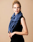 Pom Pom Triangle Wrap Denim Accessories - Scarves Alpine Cashmere