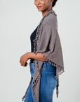 Pom Pom Triangle Wrap Walnut Accessories - Scarves Alpine Cashmere