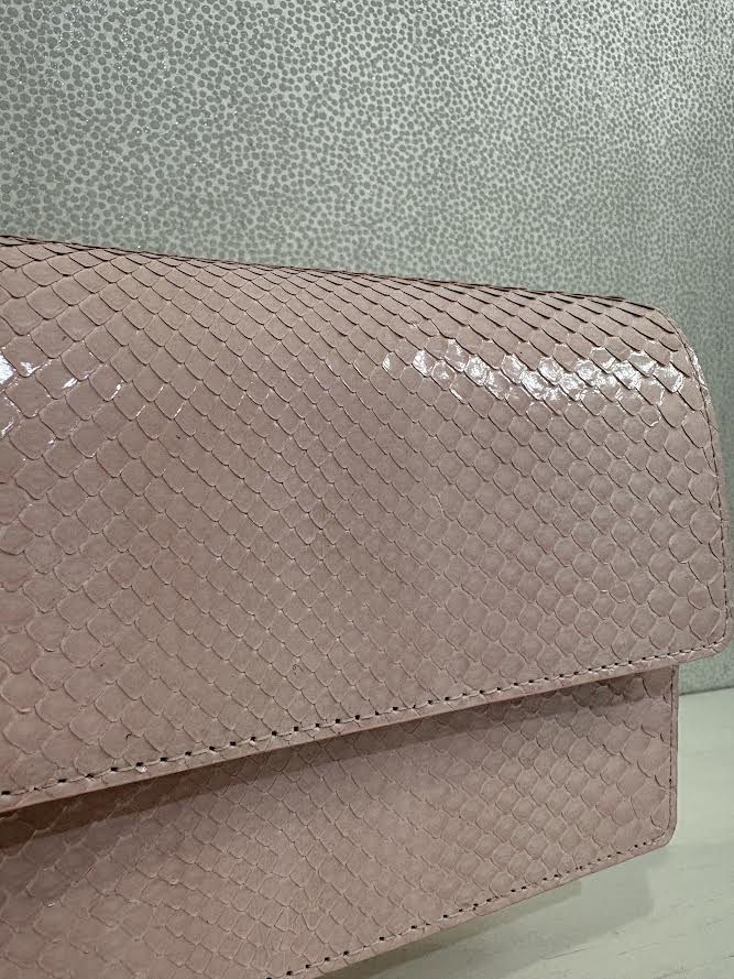 Python Diana Clutch Pastel Pink Clutch W.Kleinberg 