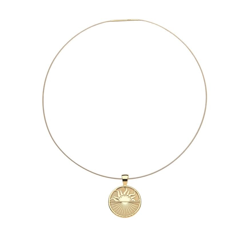 Strong Over the Horizon Small Coin Pendant Omega Wire Necklaces Jane Win 