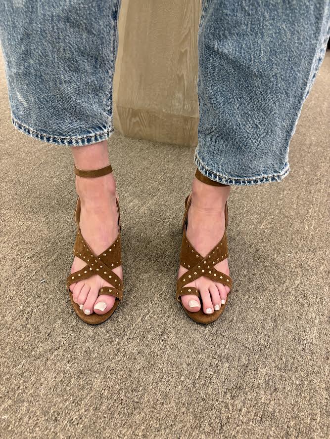 Jojo Heel Tan Suede Sandals - Heeled Sandals Silent D 