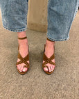 Jojo Heel Tan Suede Sandals - Heeled Sandals Silent D 