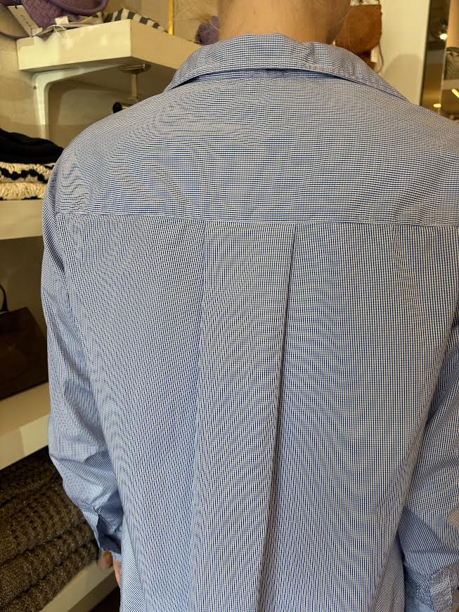 Silvio Untuckable Button Down Mini Blue Check Tops - Button Down Frank & Eileen 