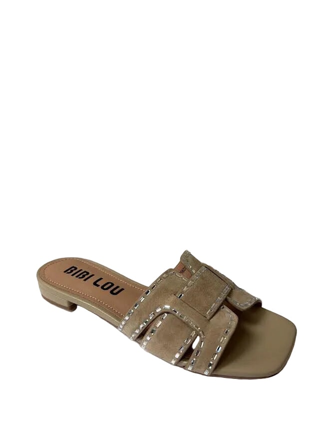 Holly Flat Sandal Beige Suede Sandals - Flat Sandals Bibi Lou 