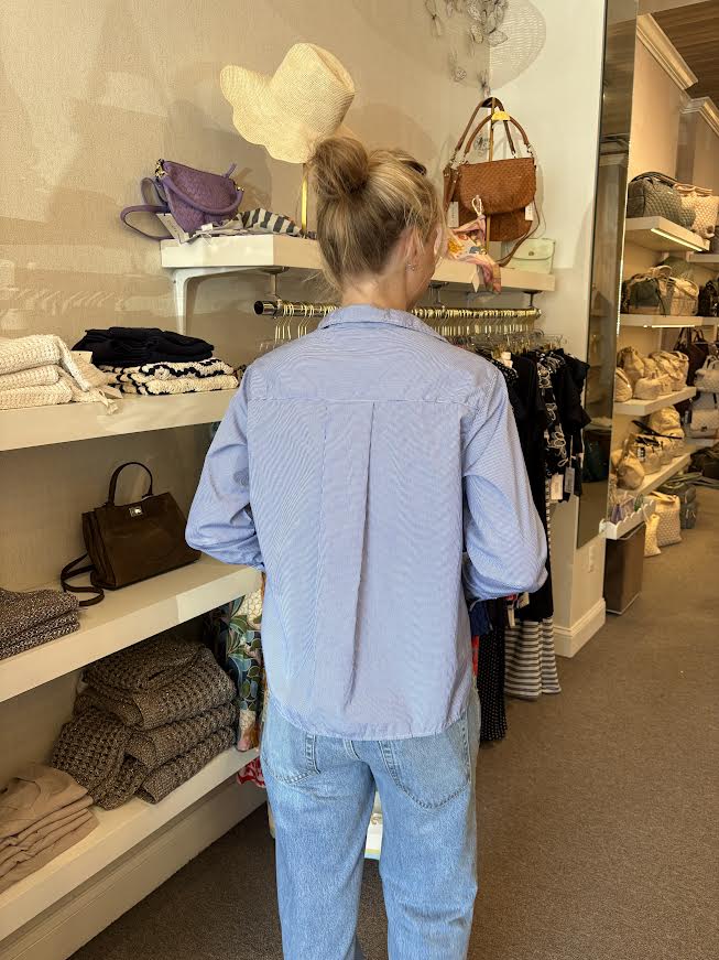 Silvio Untuckable Button Down Mini Blue Check Tops - Button Down Frank & Eileen 