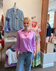 Dani 3/4 Sleeve Silk Blouse Vivid Violet