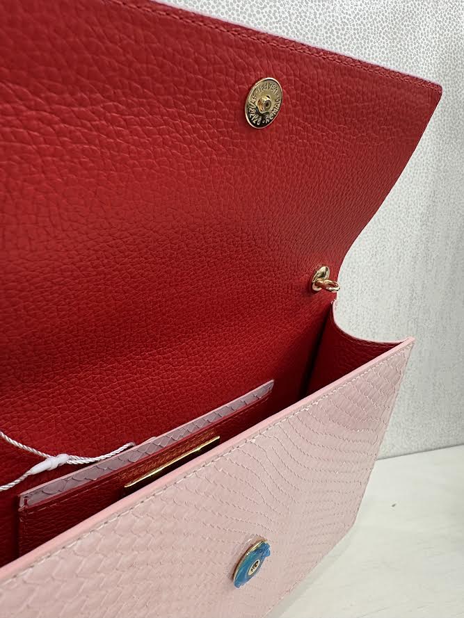 Python Diana Clutch Pastel Pink Clutch W.Kleinberg 