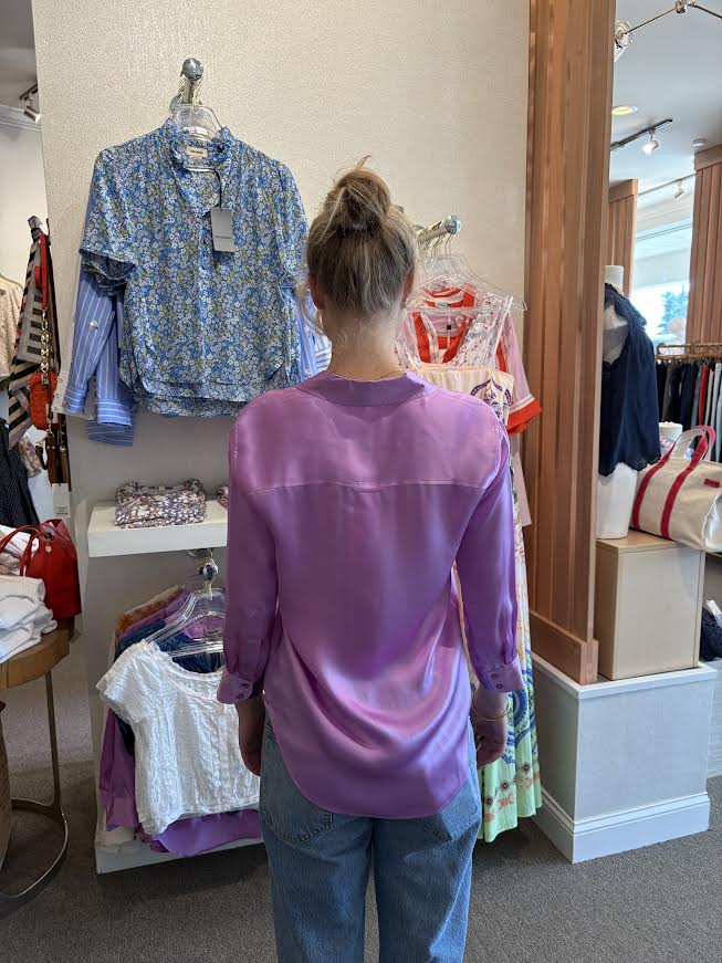 Dani 3/4 Sleeve Silk Blouse Vivid Violet