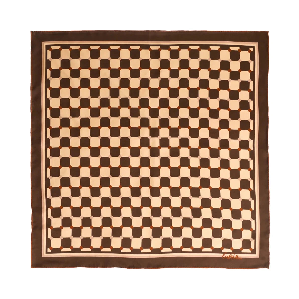 Checkerboard Silk Bandana Scarf Coffee Scarves Lost Pattern NYC 