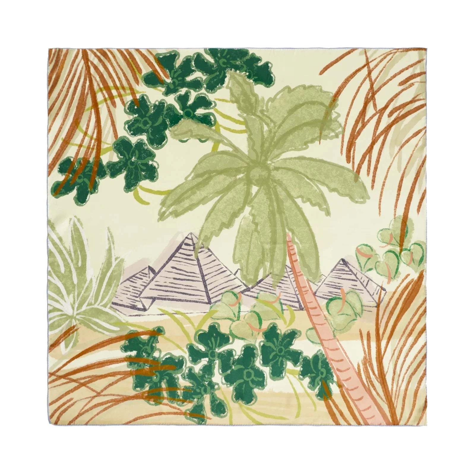 Little Dix Bay Large Silk Scarf Beige Scarves Lost Pattern NYC 