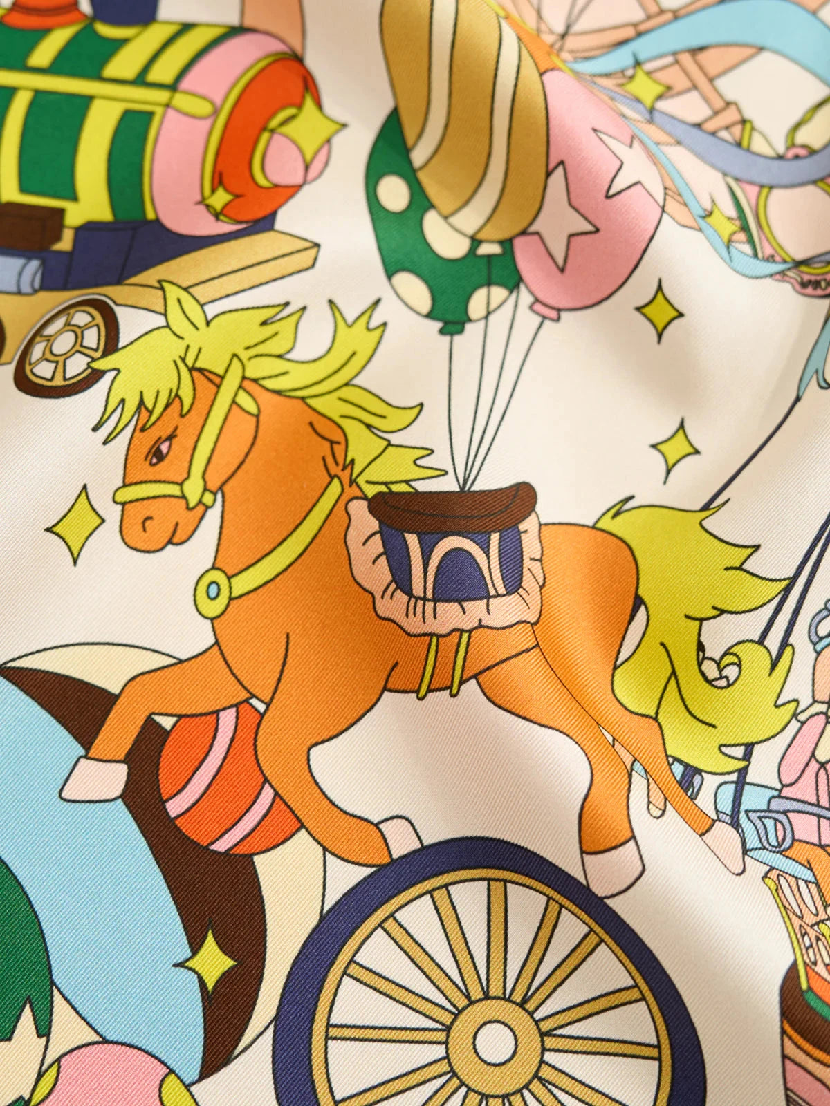 Pop Pony Silk Twill Bandana Scarf Champagne Scarves Lost Pattern NYC 