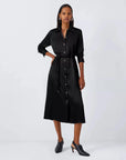 Anina Satin Shirtdress Black Dresses - Midi Rails 