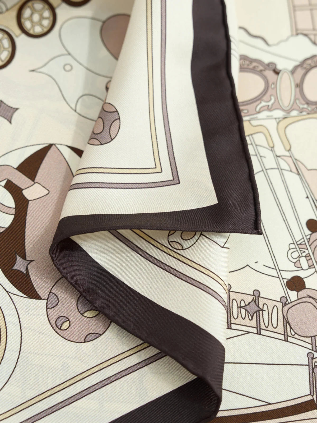 Pop Pony Silk Twill Bandana Scarf Chocolate Scarves Lost Pattern NYC 