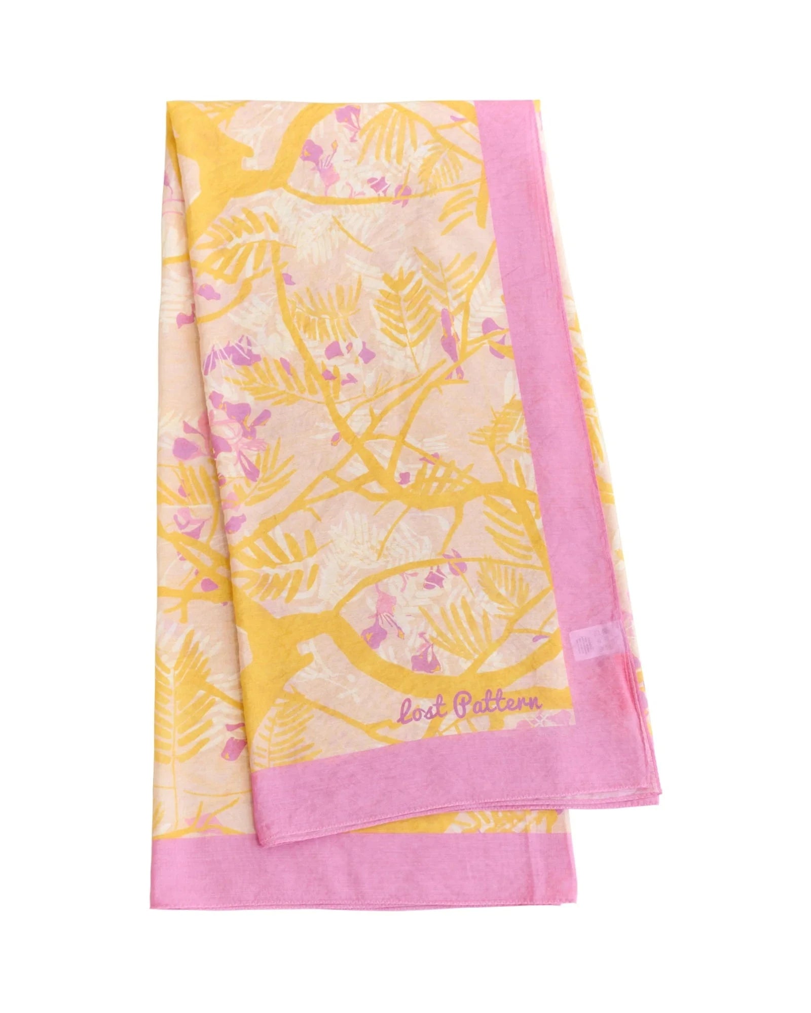 Coco Dream Beach Sarong Wrap Pink & Yellow Scarves Lost Pattern NYC 