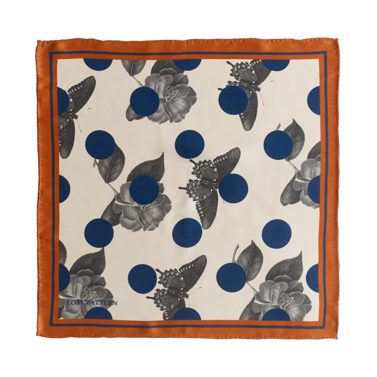 Noir Floral Silk Pocket Square Caramel Scarves Lost Pattern NYC 
