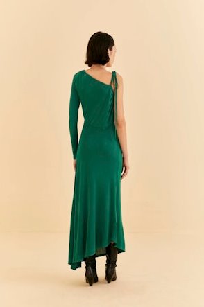 One Shoulder Midi Dress Emerald Dresses - Midi Farm Rio 