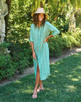Rory Maxi Shirtdress Green Multi Stripe Dresses - Maxi Frank & Eileen 
