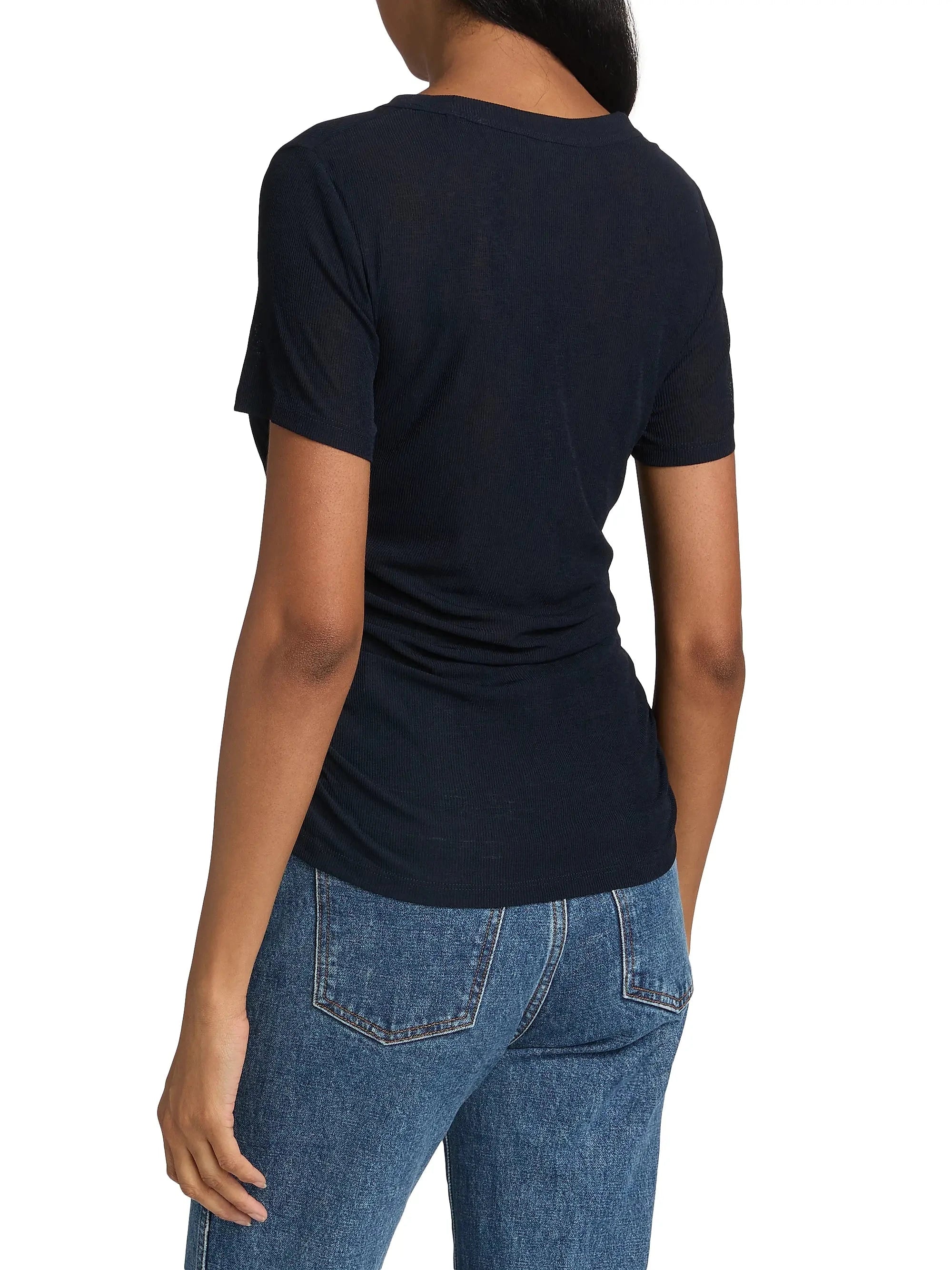Remus Ruched T-Shirt Navy Tops - Tees Veronica Beard 