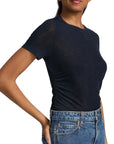 Remus Ruched T-Shirt Navy Tops - Tees Veronica Beard 