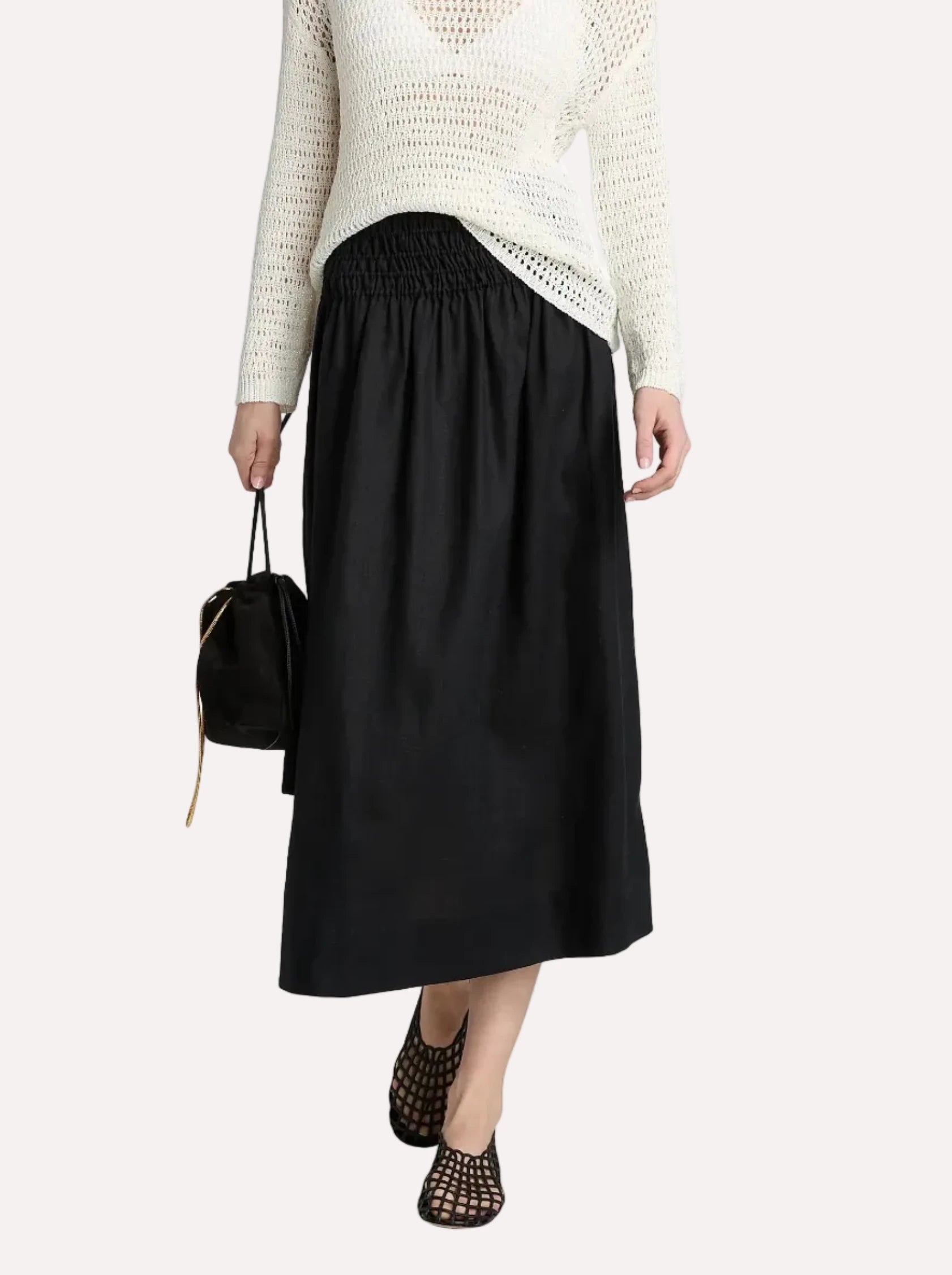 Alessa Skirt Linen Black Skirts - Midi Rails 