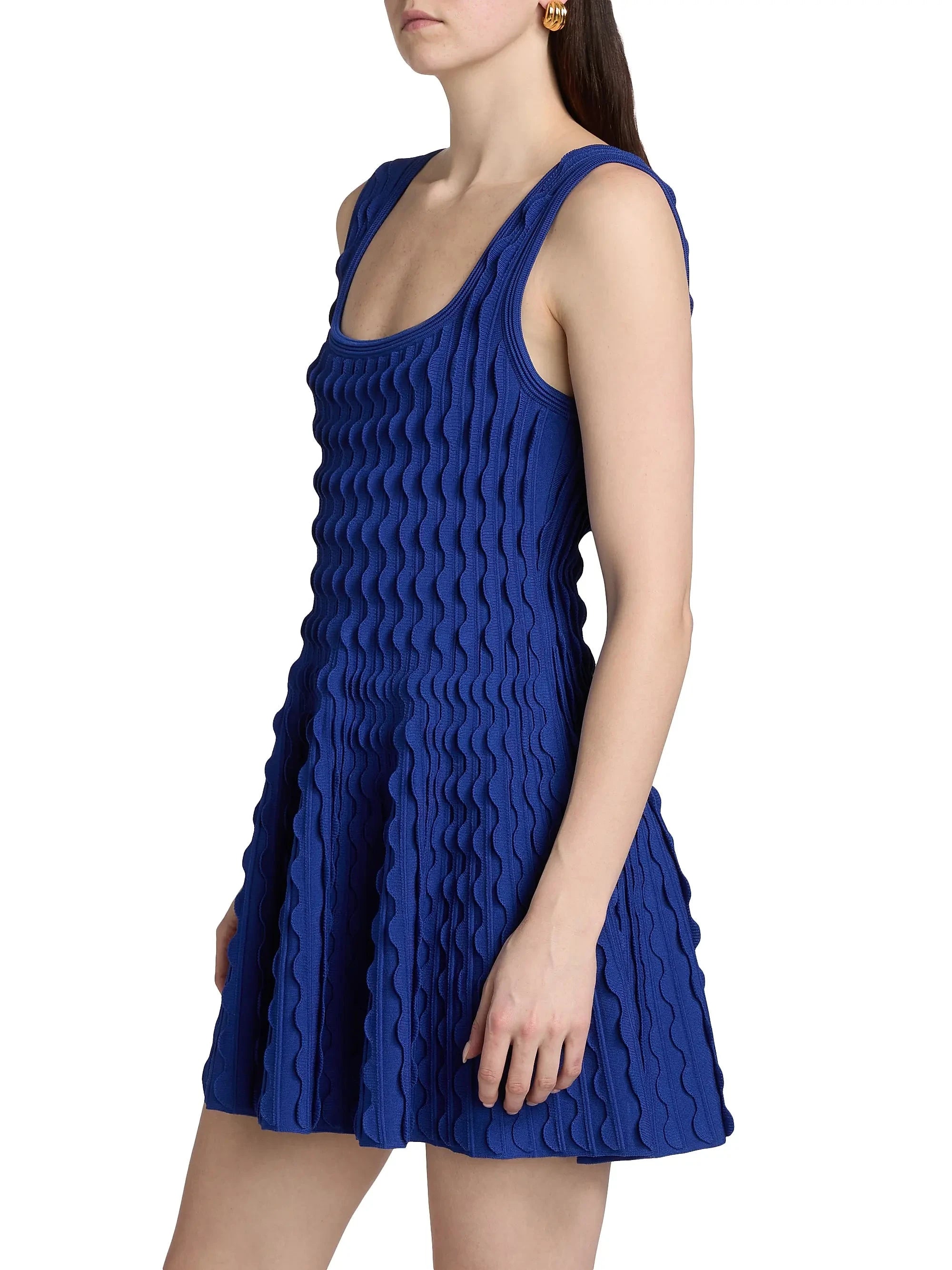 Vanna Scalloped Knit MIni Dress Blueberry Dresses - Short Simkhai 