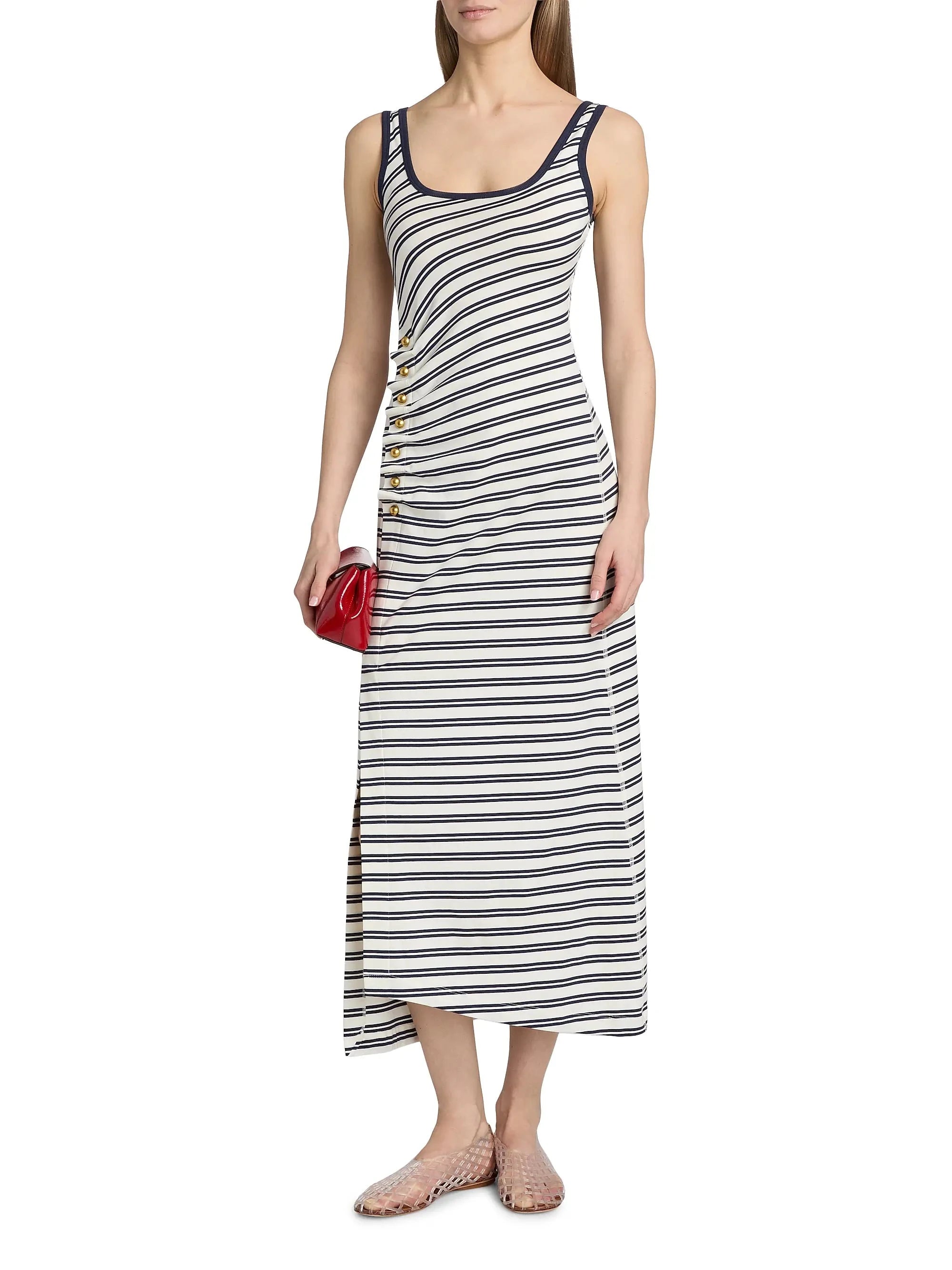 Becker Cotton Jersey Midi Dress Midnight Stripe Dresses - Midi Simkhai 